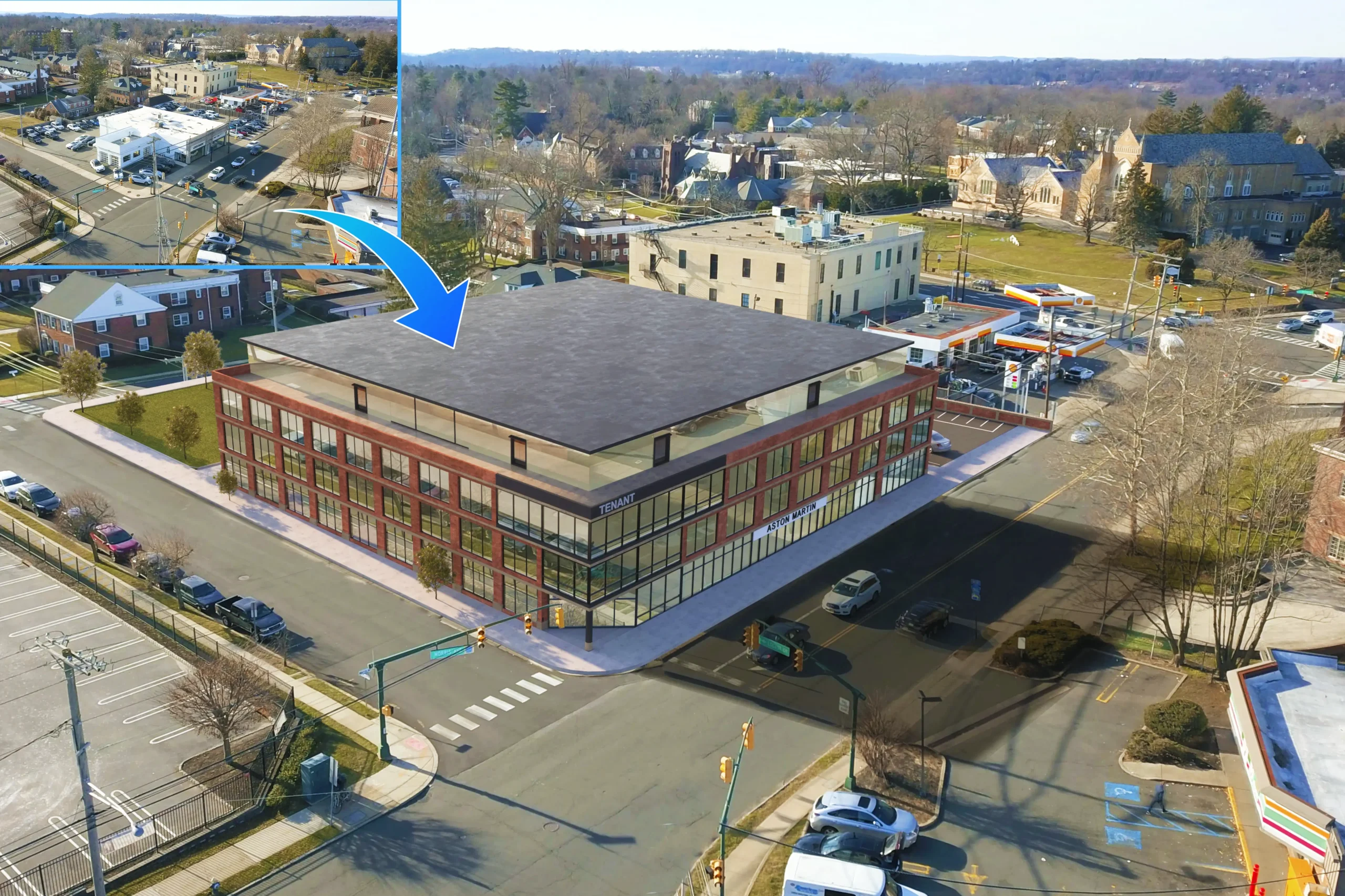 3D house in empty lot drone image